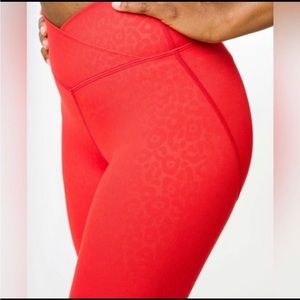 Ziya Active Red Leopard Print Scrunchy What Cross Waist Leggings Size6-8